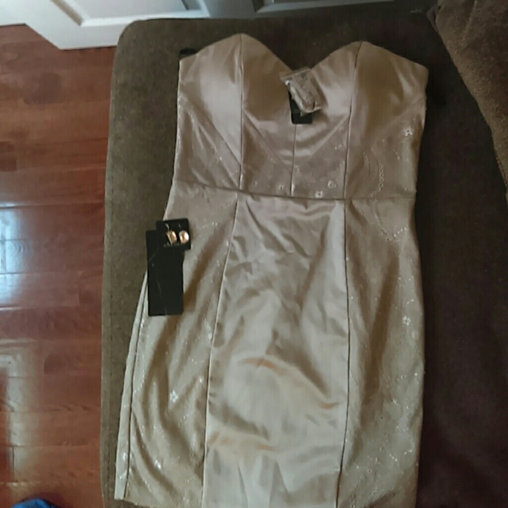 Goldish tan cocktail dress come with straps